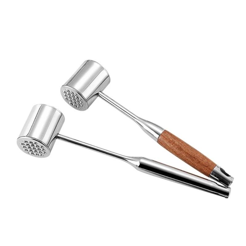 Stainless Steel Meat Hammer Two Sides Meat Tenderizer Heavy Duty Meat Pounder ToolComfortable-Grip Handle Durable